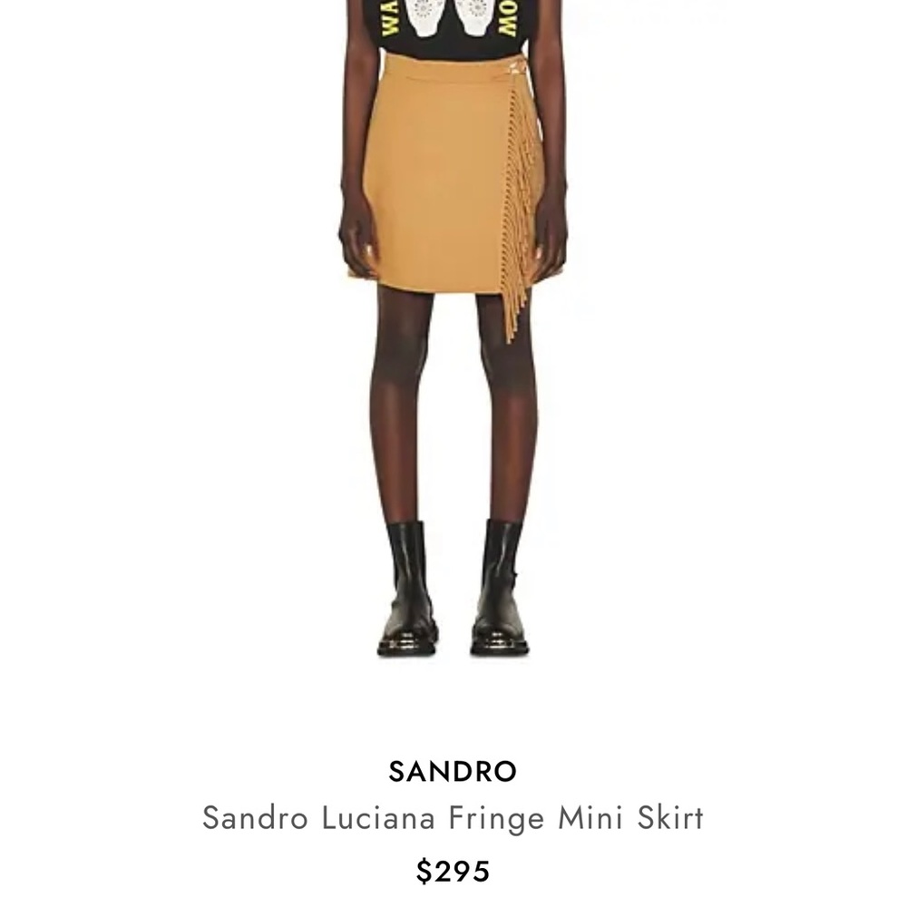 Sandro size 2 camel fringe Luciana skirt